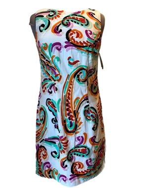 NWT ALYX Dress Sleeveless White w/Vibrant Artistic Paisley Pattern - Size 10